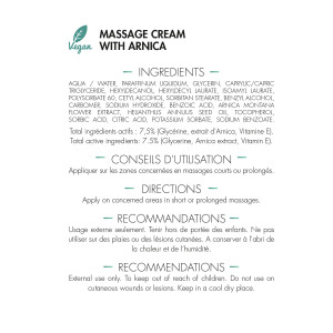 CRÈME DE MASSAGE À L'ARNICA CRÈME DE MASSAGE À L'ARNICA
