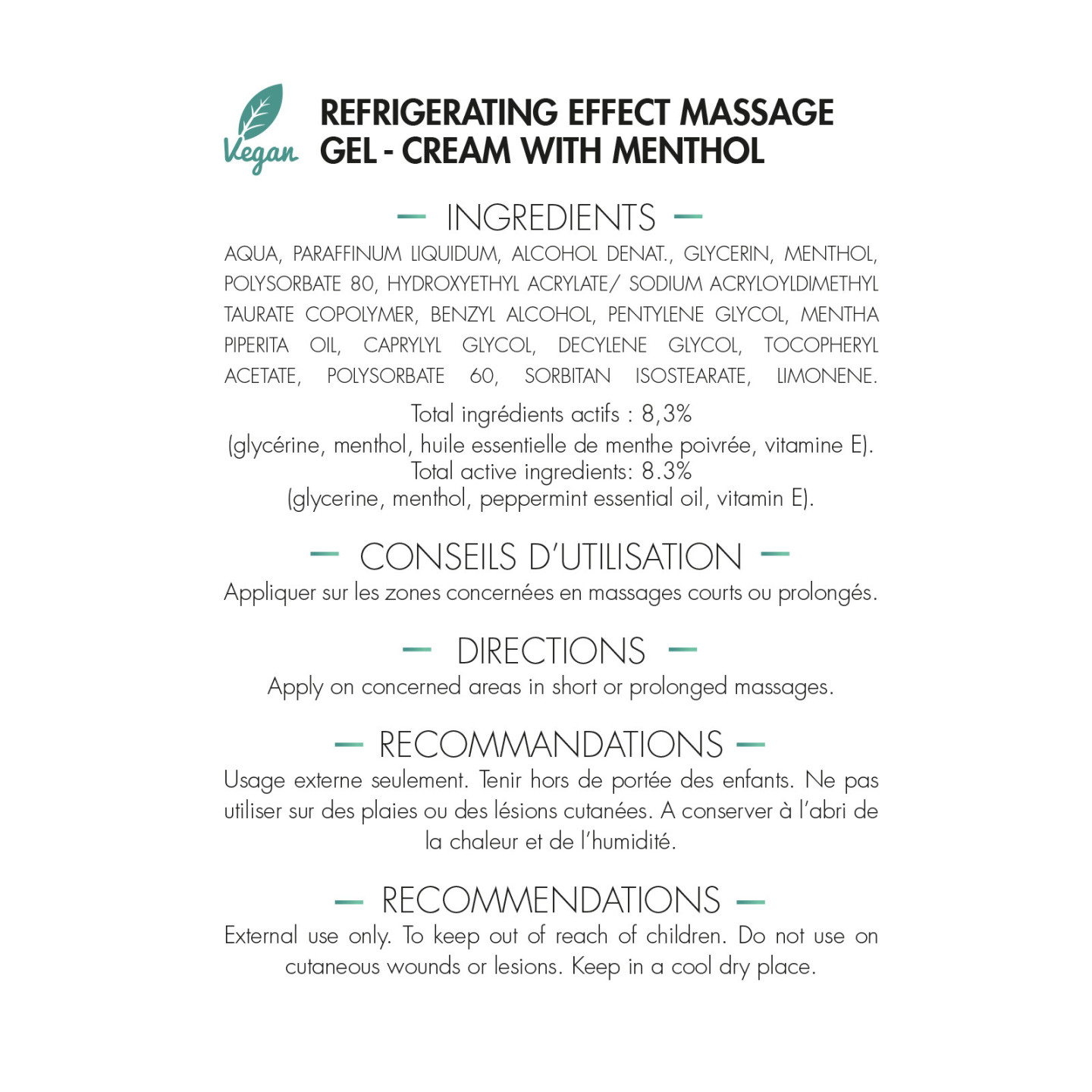 CRÈME DE MASSAGE AU MENTHOL MEDICAFARM