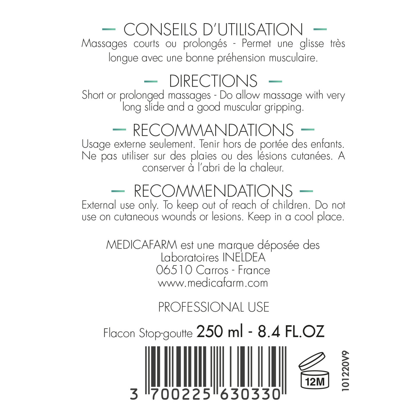 HUILE DE MASSAGE NEUTRE VEGETALE MEDICAFARM